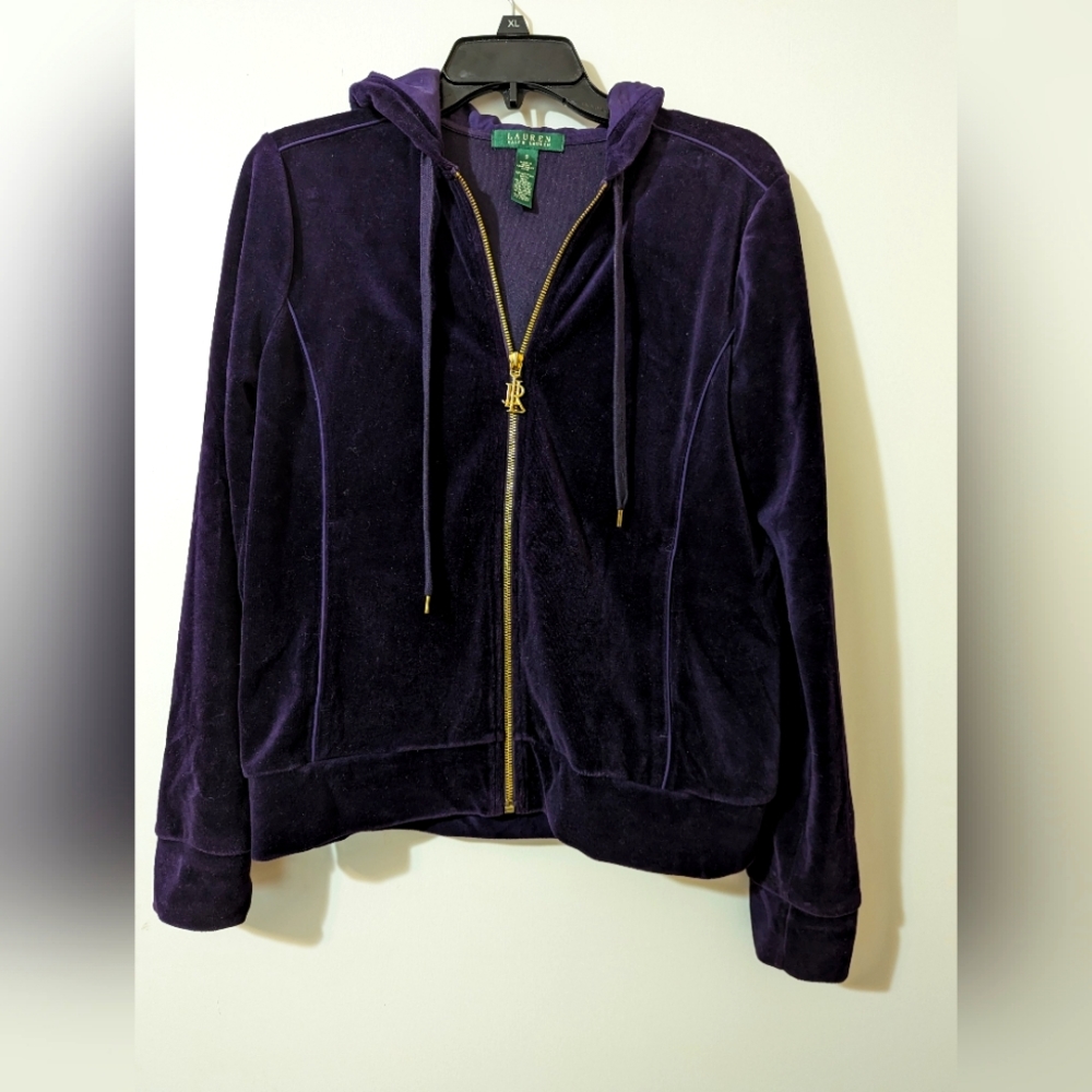 Ralph Lauren Vintage Royal Purple Zip Up Jacket With Hood Sz S